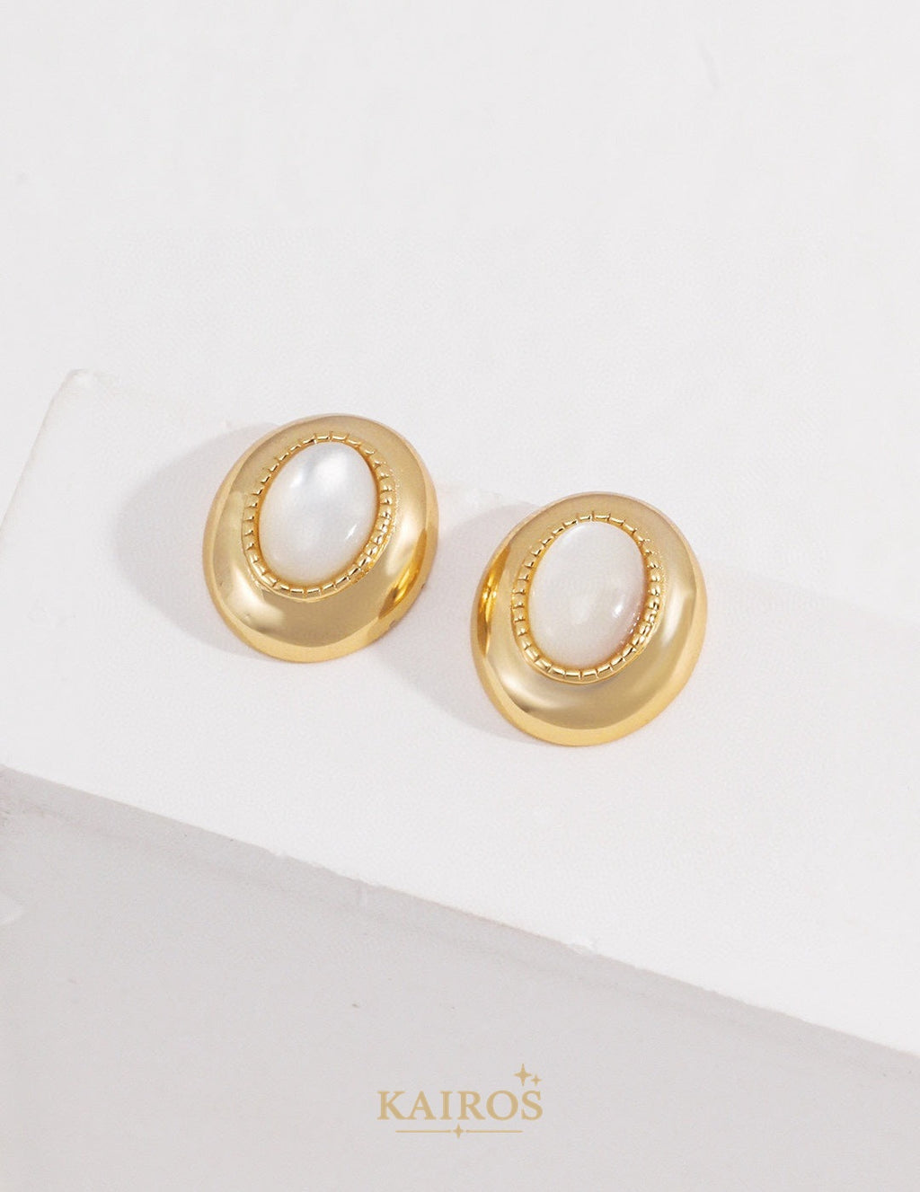 Kairos logo-only cover - Pearl Grace Mother-of-Pearl Stud Earrings