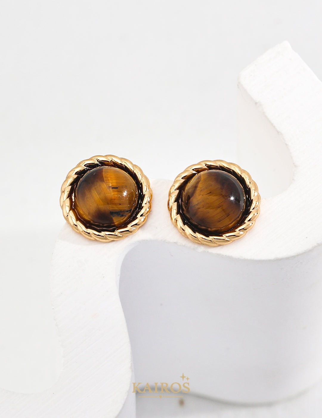 Kairos logo-only cover - Tiger Eye Radiance Bloom Earrings
