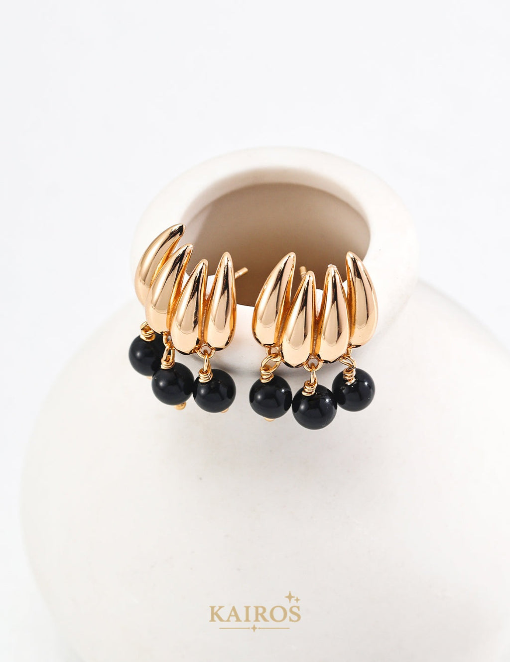 Kairos logo-only cover - Agate Charm Black Agate Grace Earrings