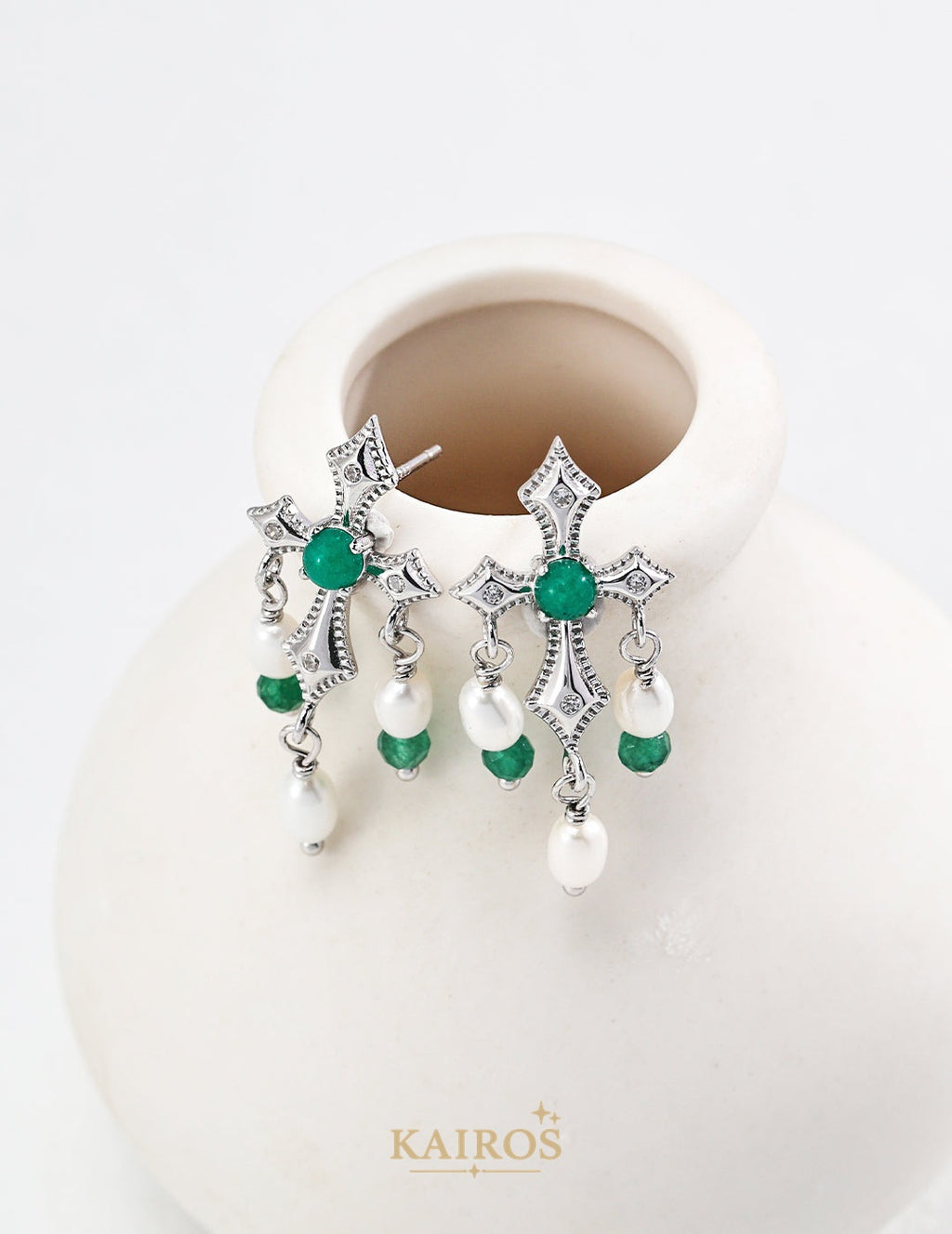 Kairos logo-only cover - Vintage Light Pearl Grace Earrings