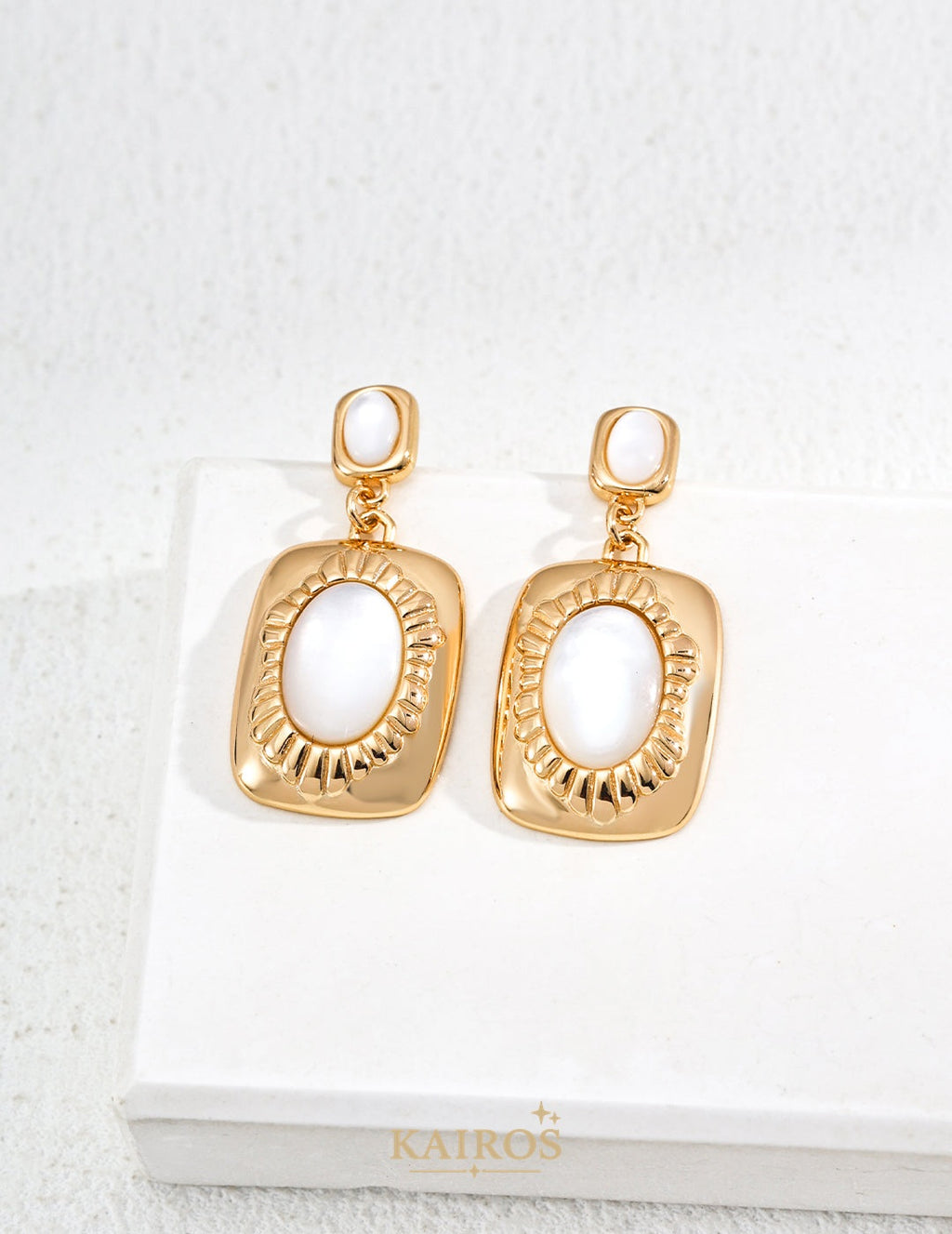 Kairos logo-only cover - Pearl Grace Mother-of-Pearl Bloom Earrings