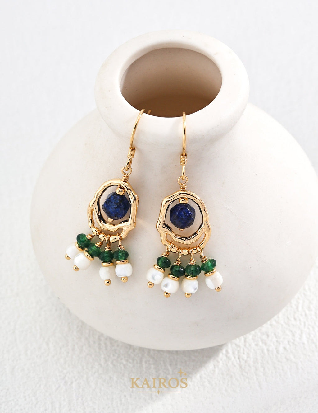 Kairos logo-only cover - Celestial Lapis Lazuli Bloom Earrings