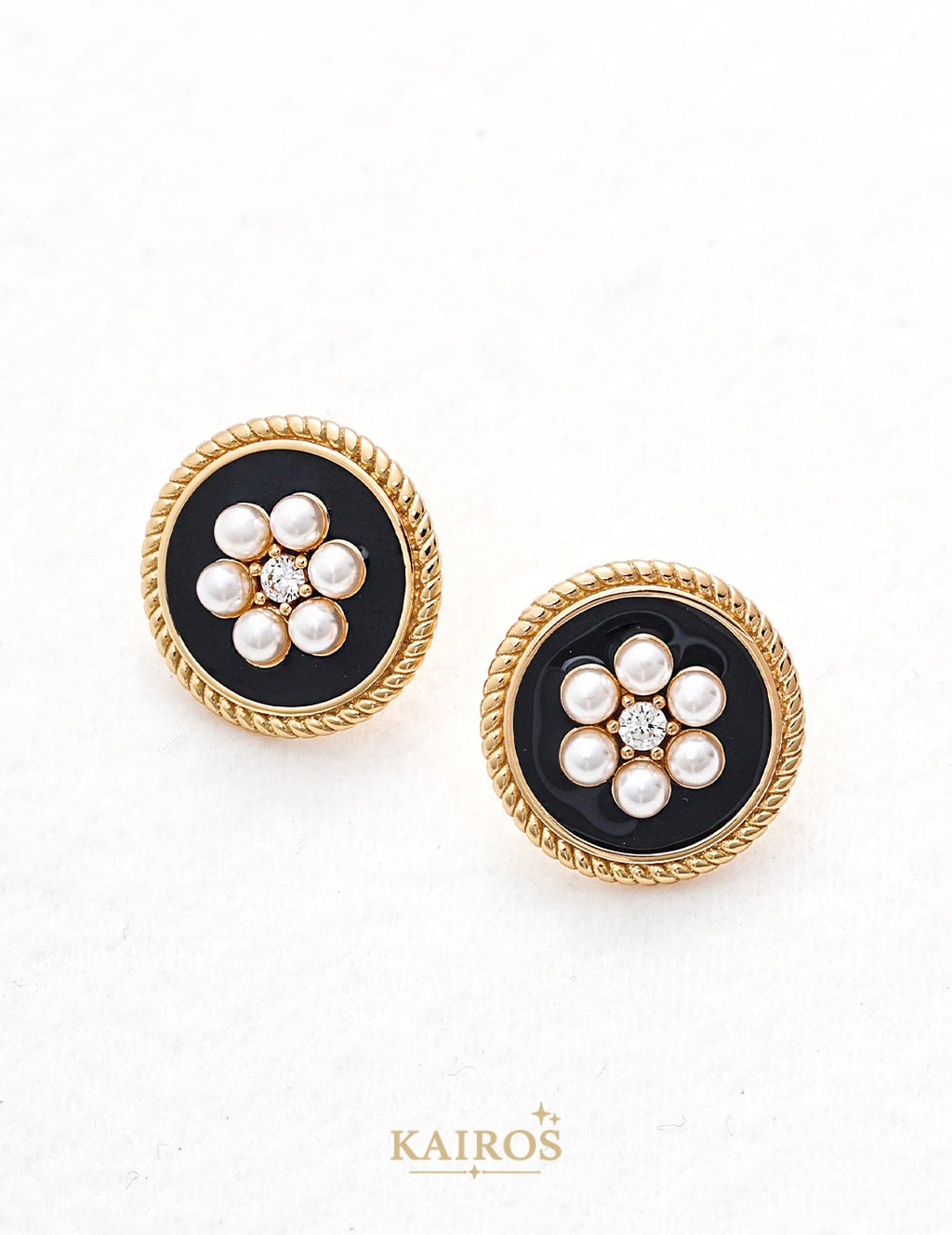 Kairos logo-only cover - Vintage Sparkle Shell Pearl Stud Earrings
