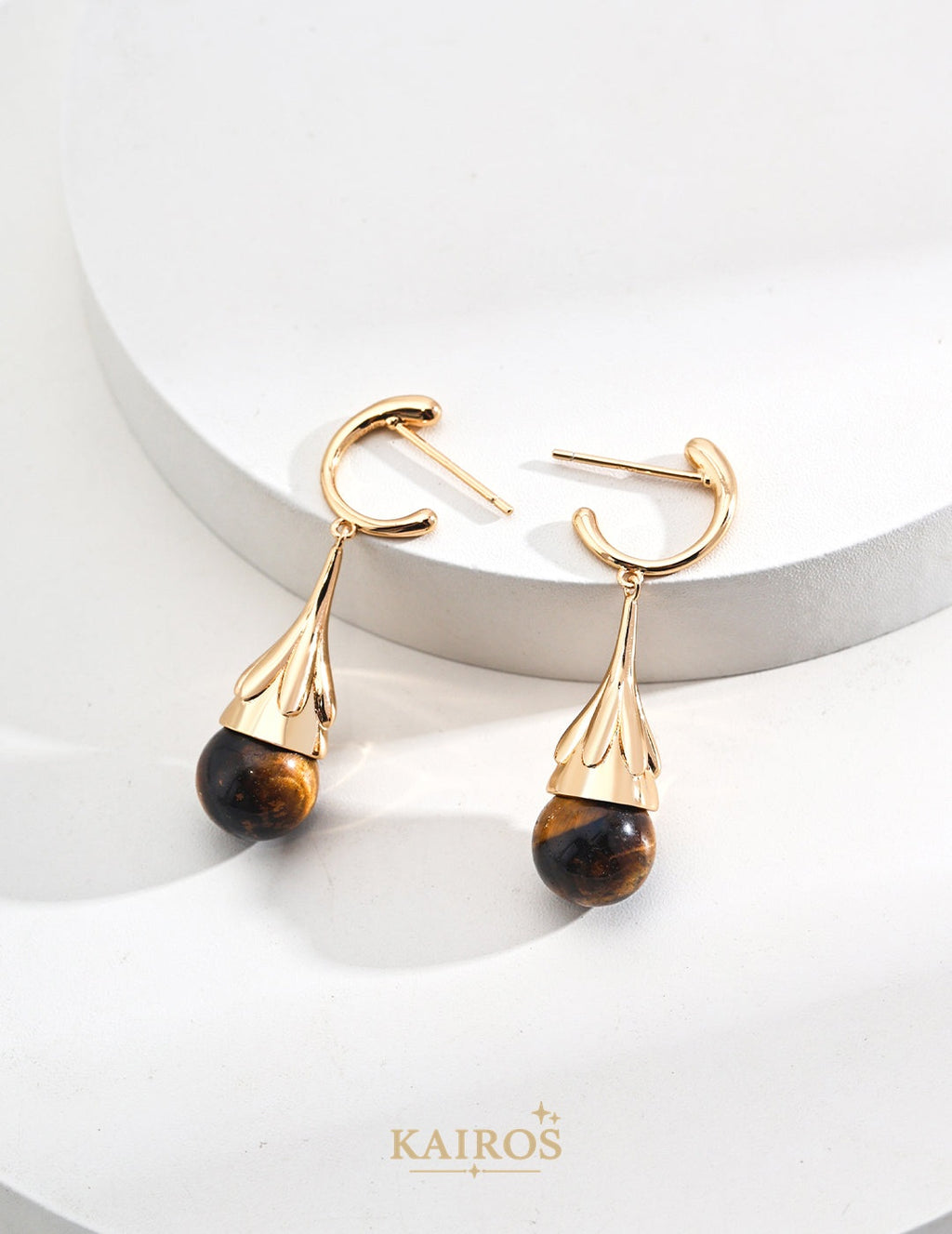 Kairos logo-only cover - Tiger Eye Light Earrings