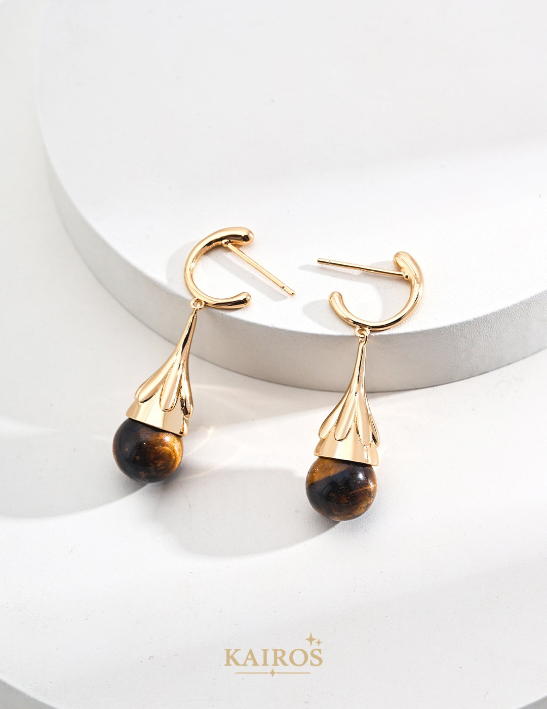 Kairos logo-only cover - Tiger Eye Light Earrings
