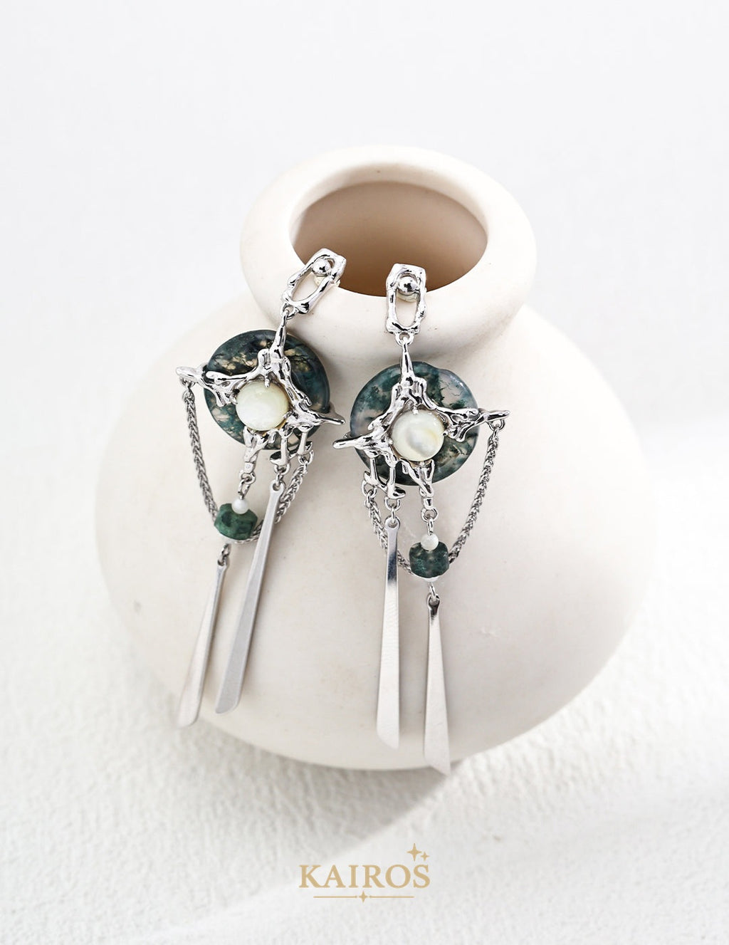 Kairos logo-only cover - Arc Flow Agate Earrings
