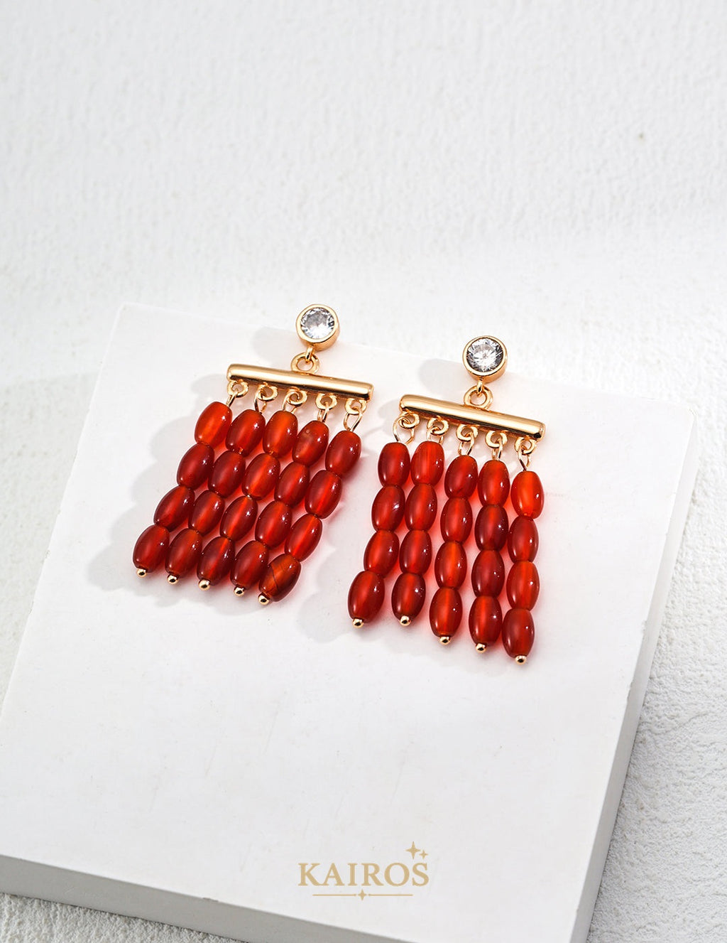 Kairos logo-only cover - Agate Charm Red Agate Stud Earrings