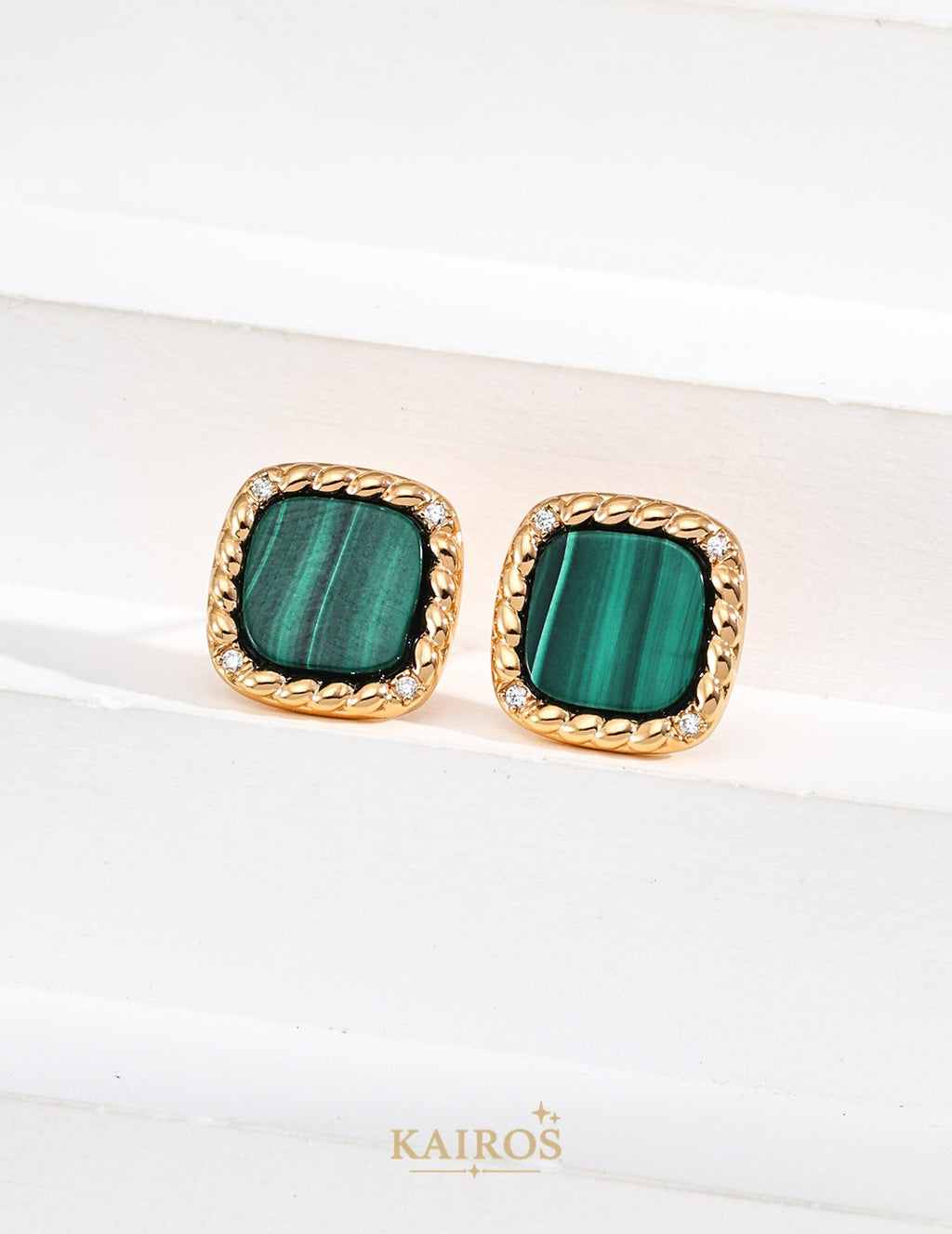 Kairos logo-only cover - Vintage Lumiere Malachite Earrings