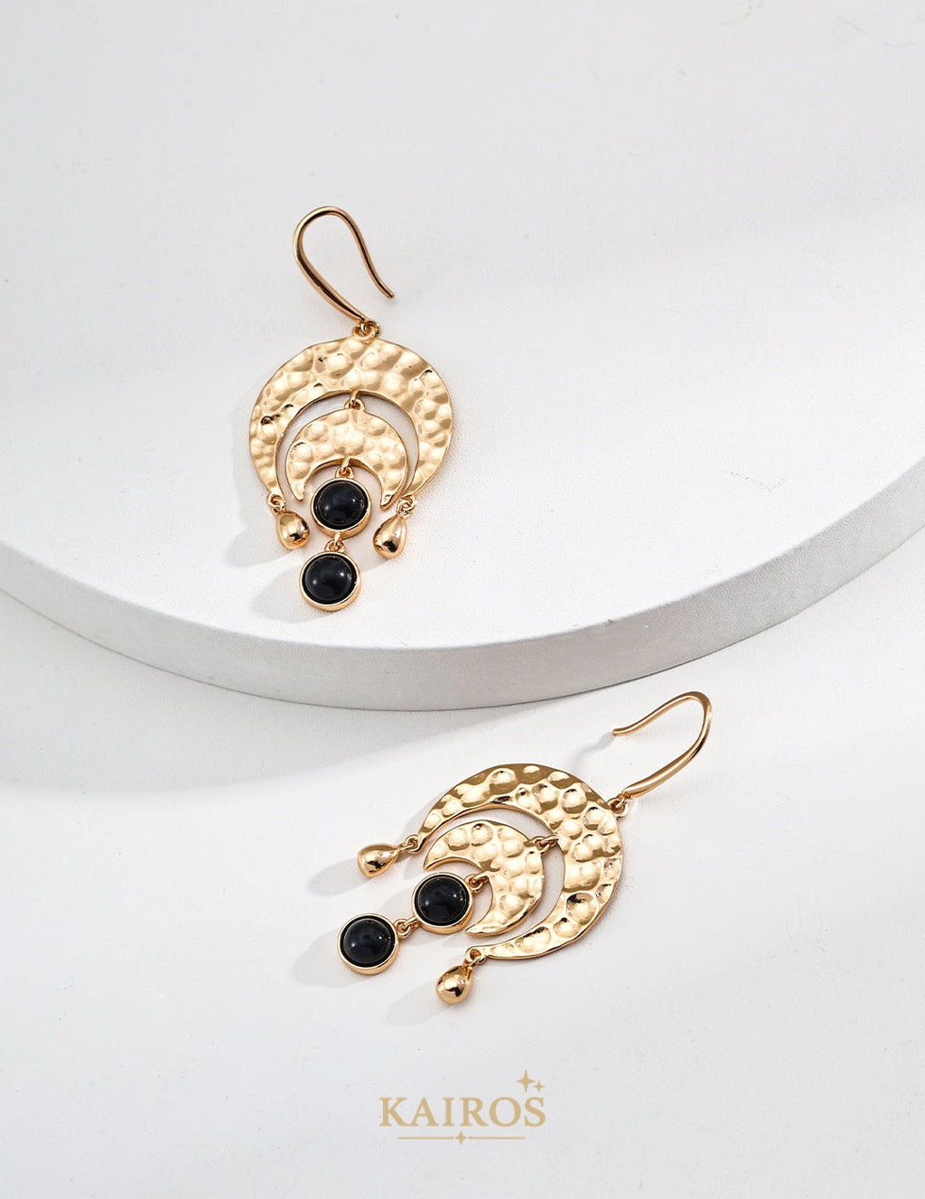 Kairos logo-only cover - Agate Charm Black Agate Earrings
