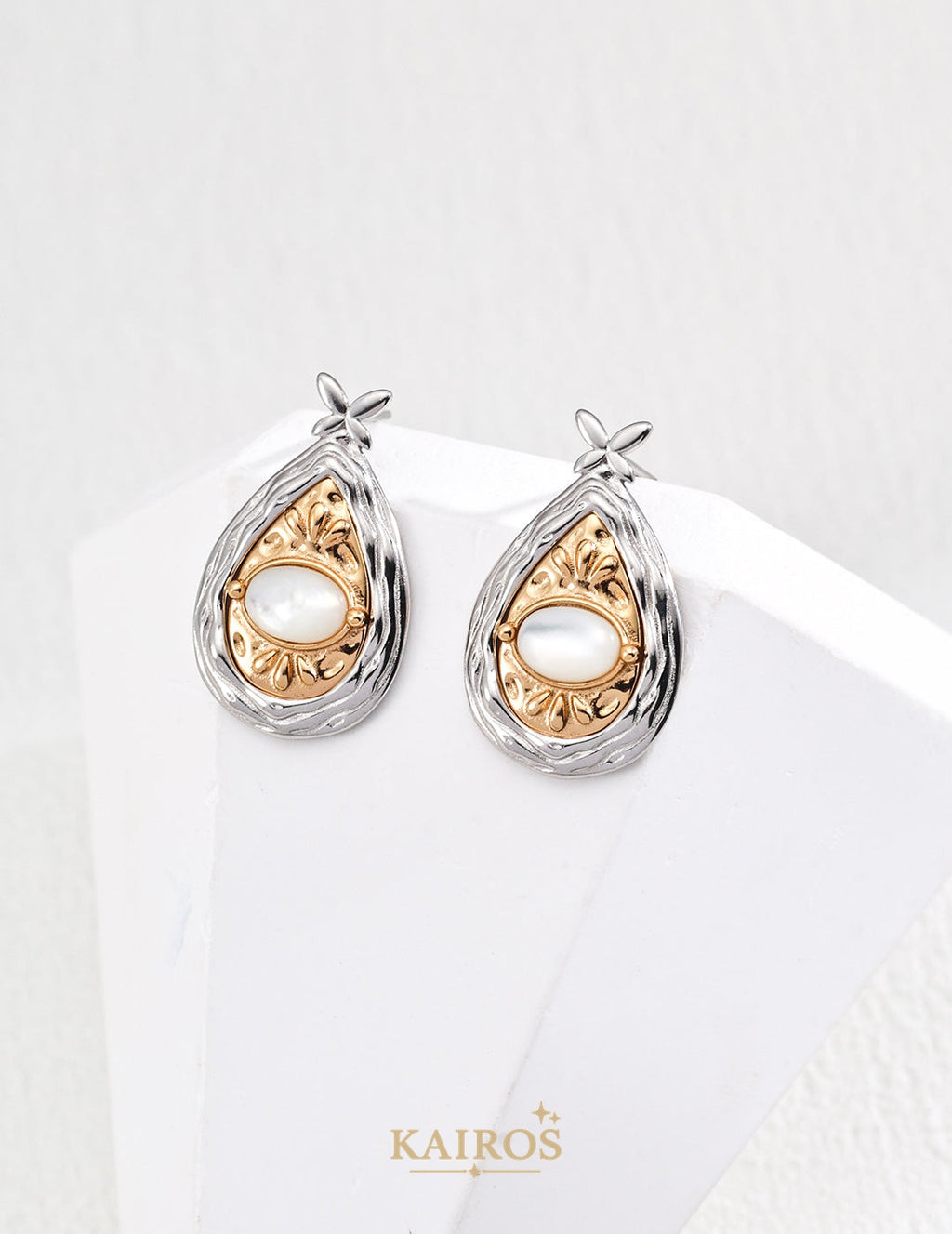 Kairos logo-only cover - Blooming Garden Mother-of-Pearl Stud Earrings