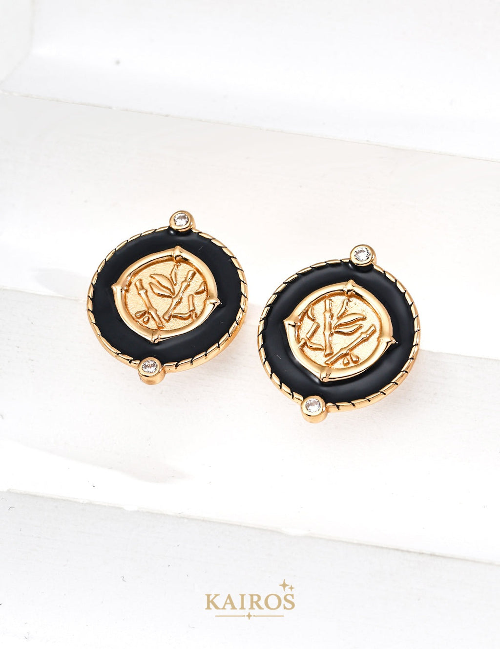 Kairos logo-only cover - Vintage Light Enamel Earrings