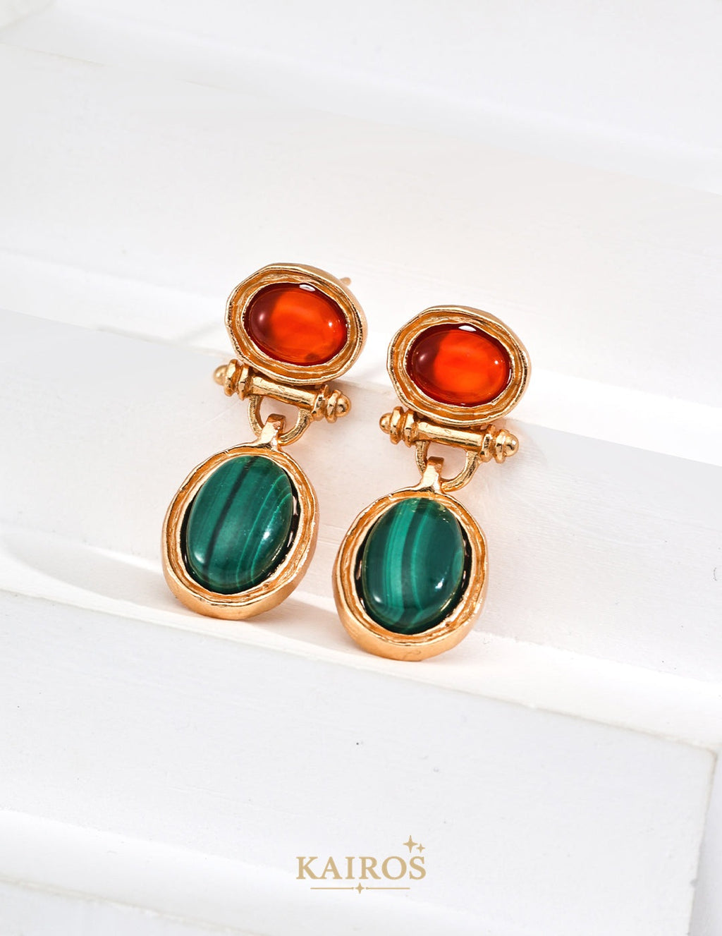 Kairos logo-only cover - Malachite Renewal Grace Earrings