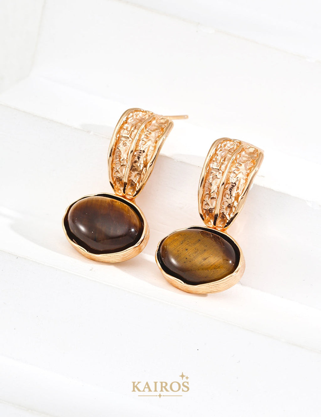 Kairos logo-only cover - Lucky Knot Tiger Eye Earrings