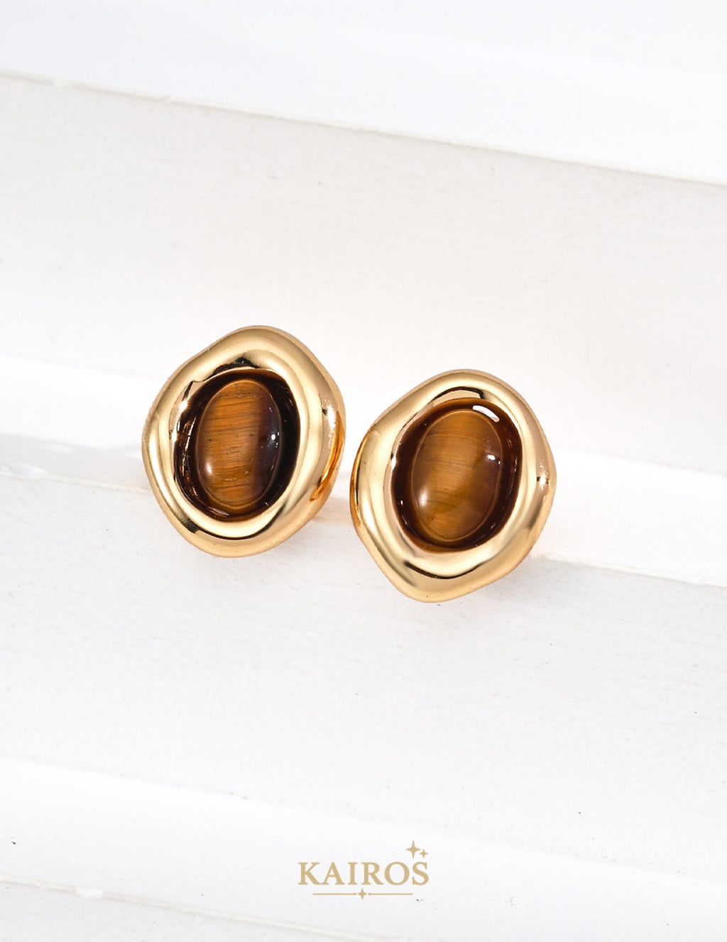 Kairos logo-only cover - Tiger Eye Radiance Earrings