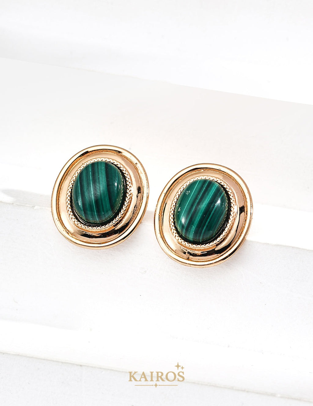 Kairos logo-only cover - Malachite Romance Stud Earrings