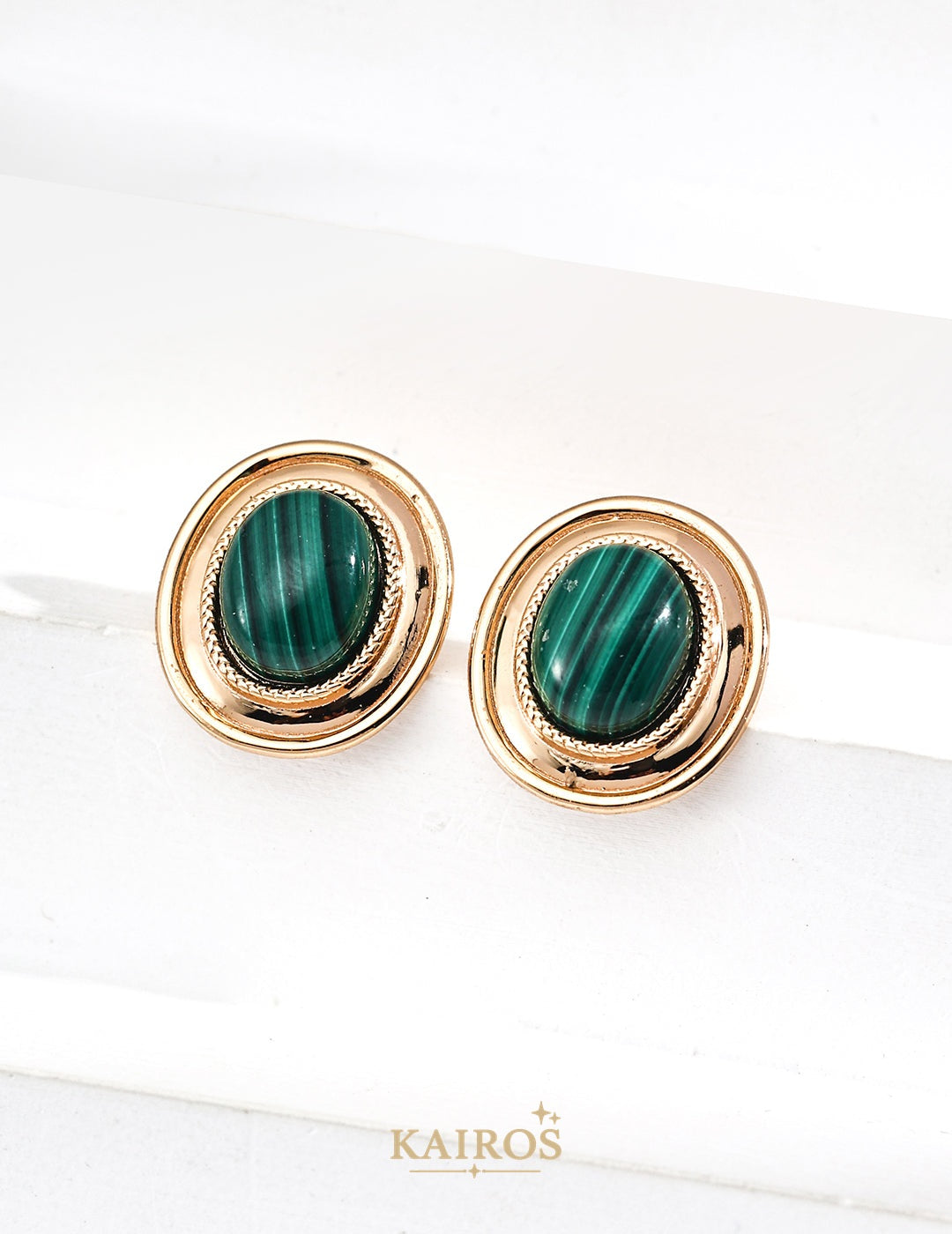Kairos logo-only cover - Malachite Romance Stud Earrings