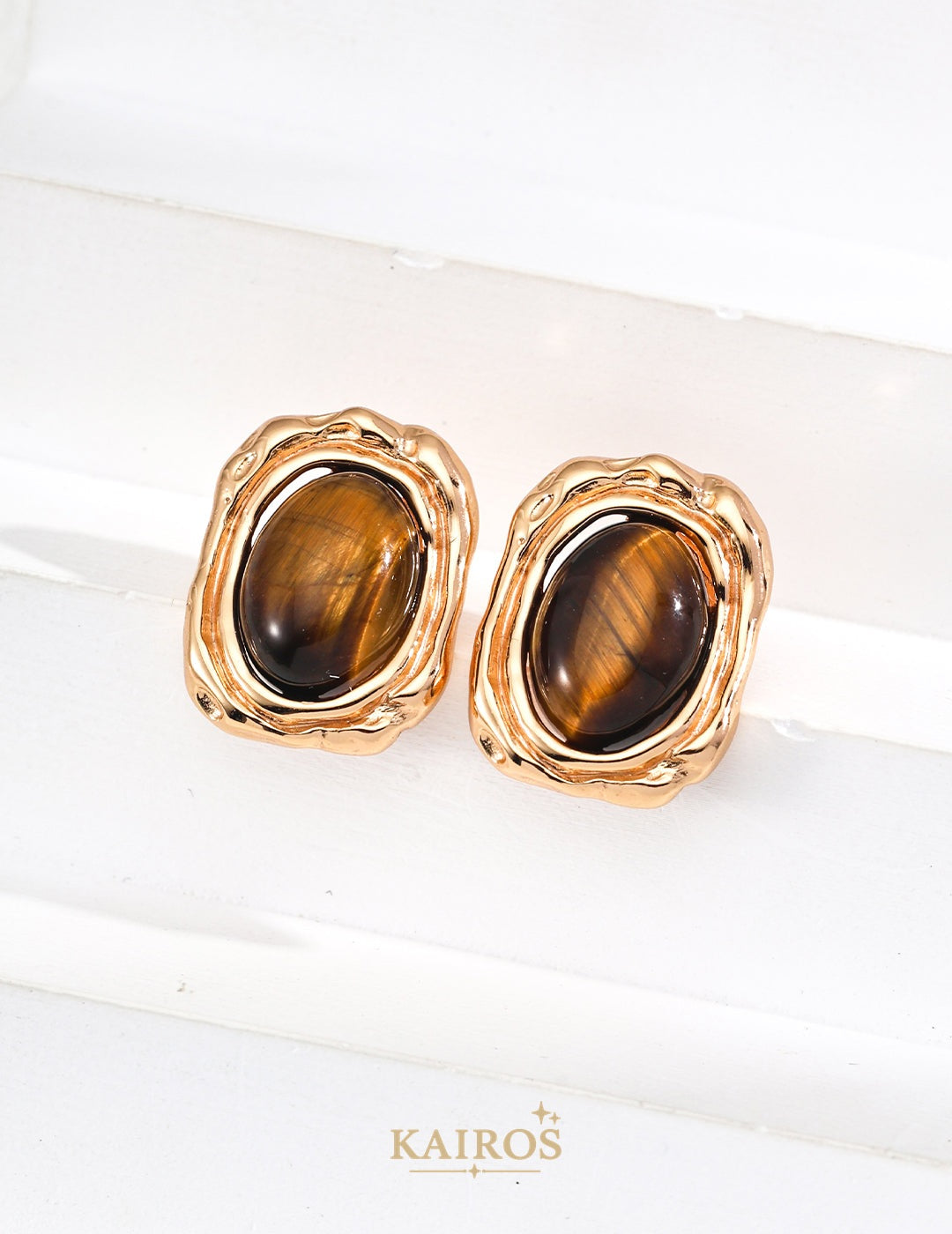 Kairos logo-only cover - Tiger Eye Radiance Grace Earrings