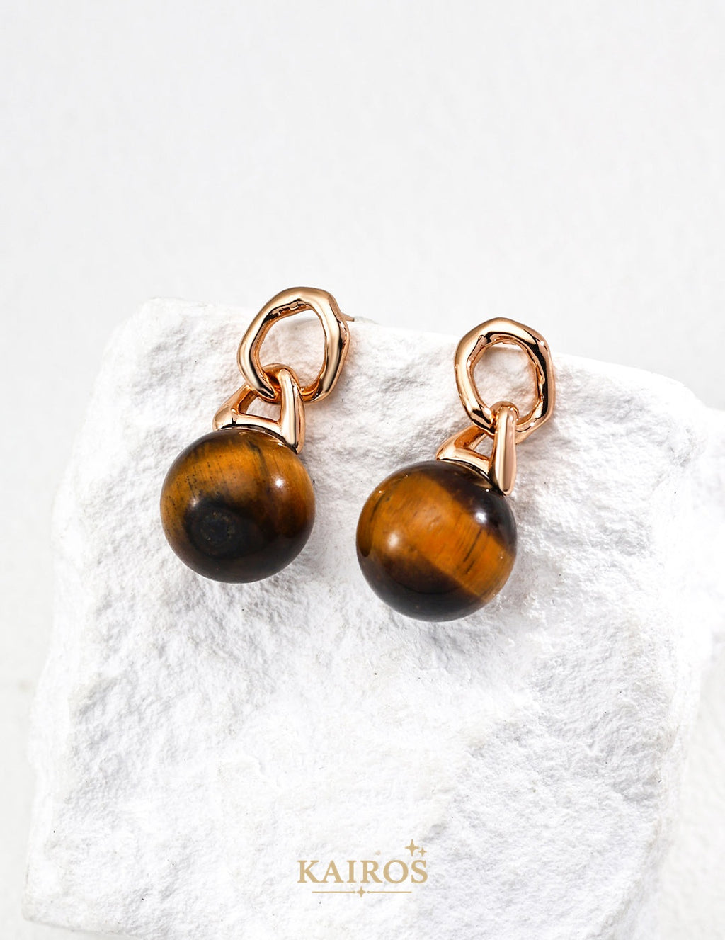 Kairos logo-only cover - Tiger Eye Muse Earrings
