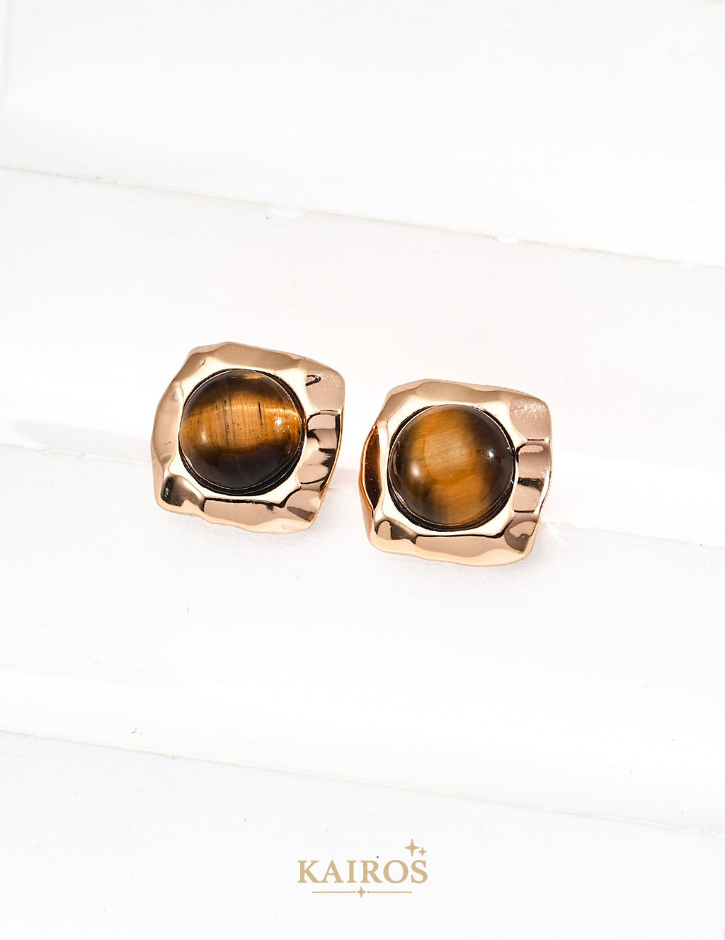 Kairos logo-only cover - Tiger Eye Radiance Stud Earrings