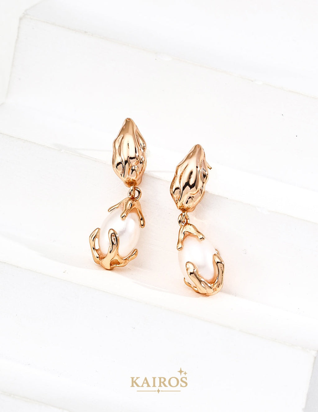 Kairos logo-only cover - Lava Bloom Pearl Serenity Stud Earrings