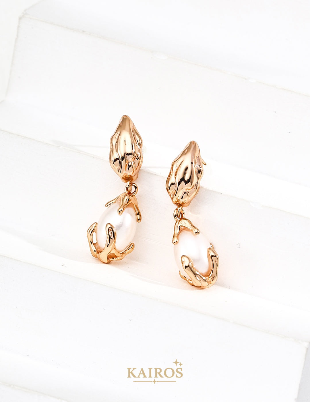 Kairos logo-only cover - Lava Bloom Pearl Serenity Stud Earrings
