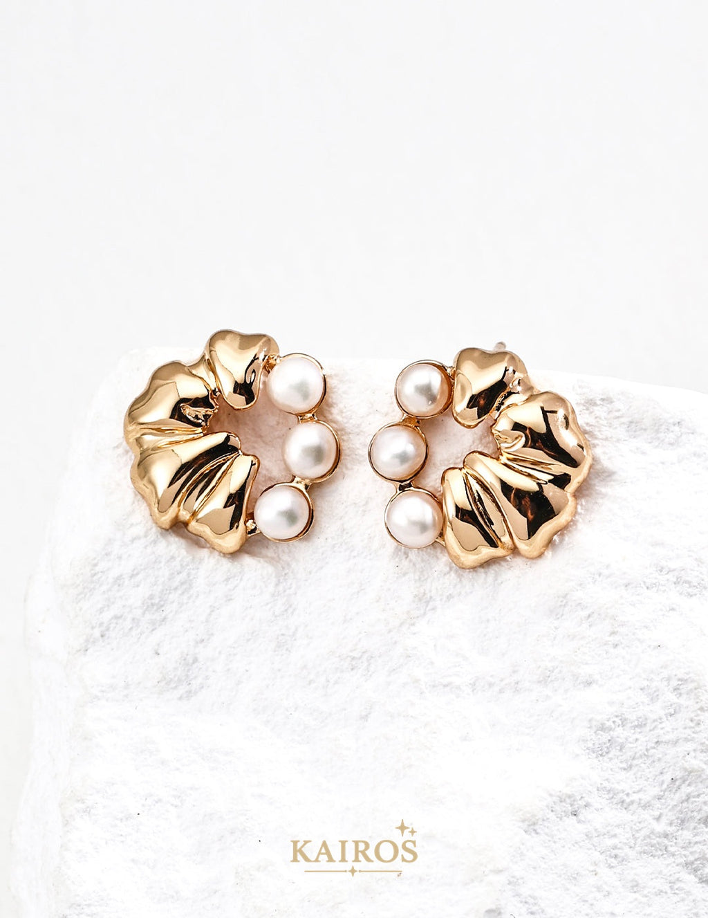 Kairos logo-only cover - Pearl Romance Shell Pearl Grace Earrings