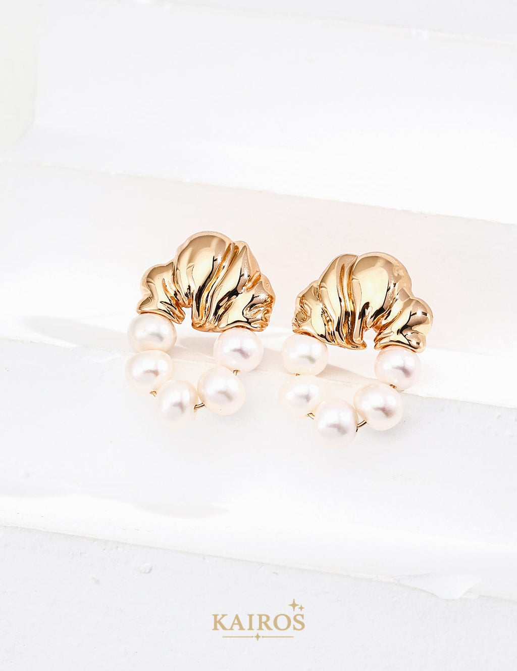 Kairos logo-only cover - Pearl Serenity Fortune Earrings