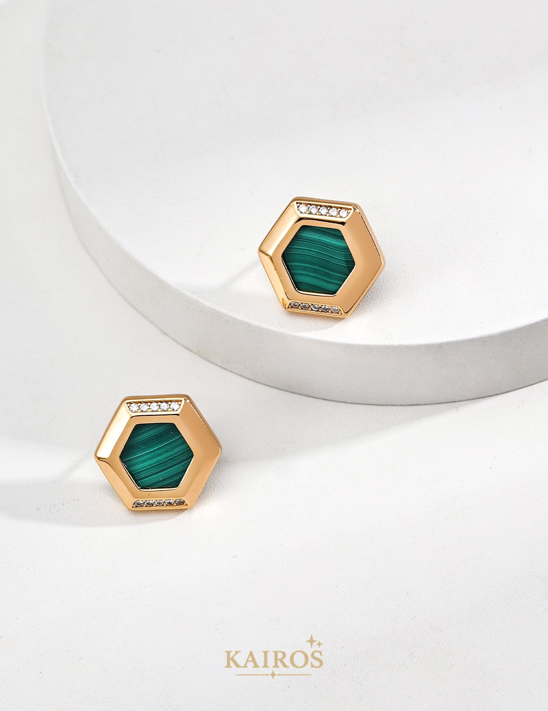 Kairos logo-only cover - Vintage Sparkle Malachite Earrings