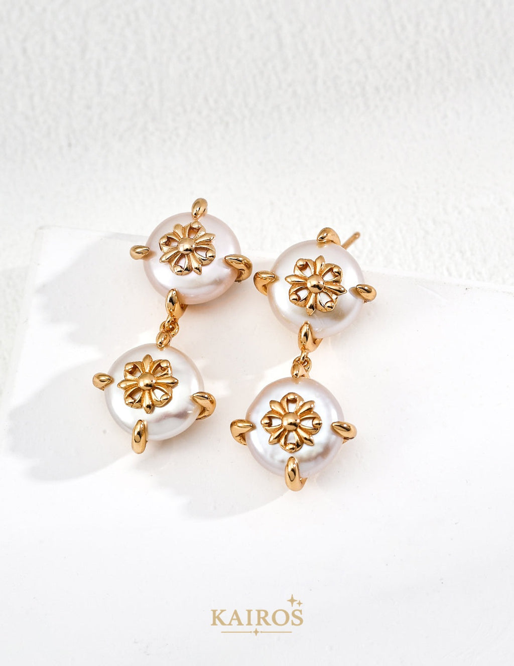 Kairos logo-only cover - Lava Bloom Pearl Radiance Earrings