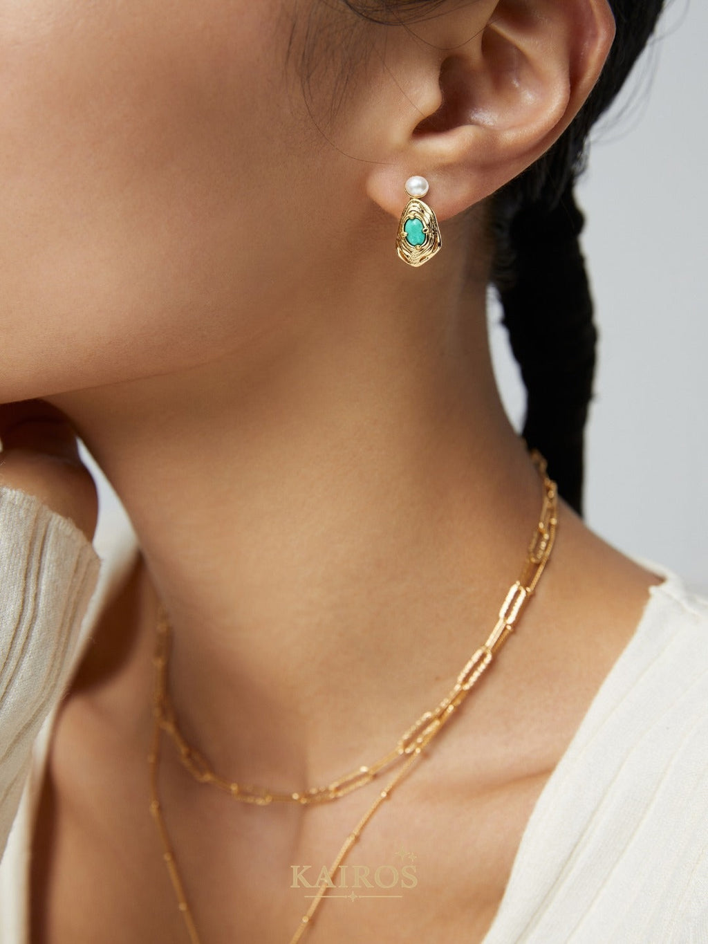 Kairos logo-only cover - Lava Bloom Pearl Grace Earrings