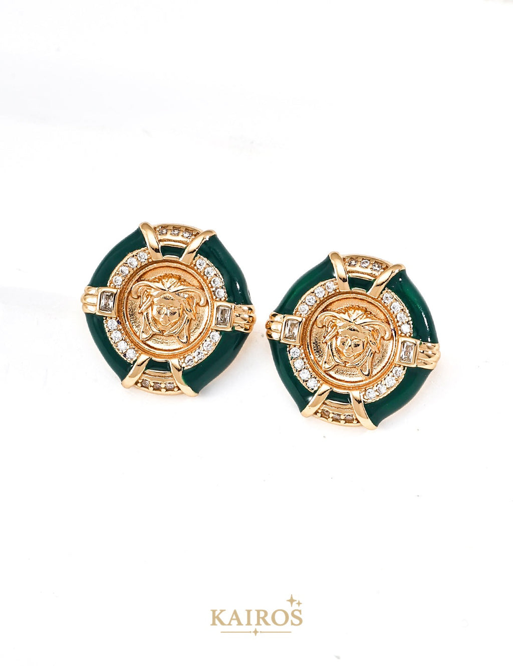 Kairos logo-only cover - Square Halo Crystal Earrings