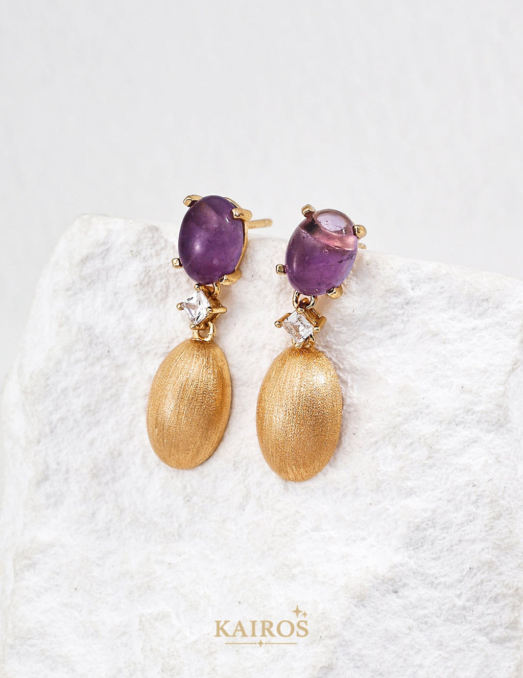 Kairos logo-only cover - Square Halo Amethyst Stud Earrings