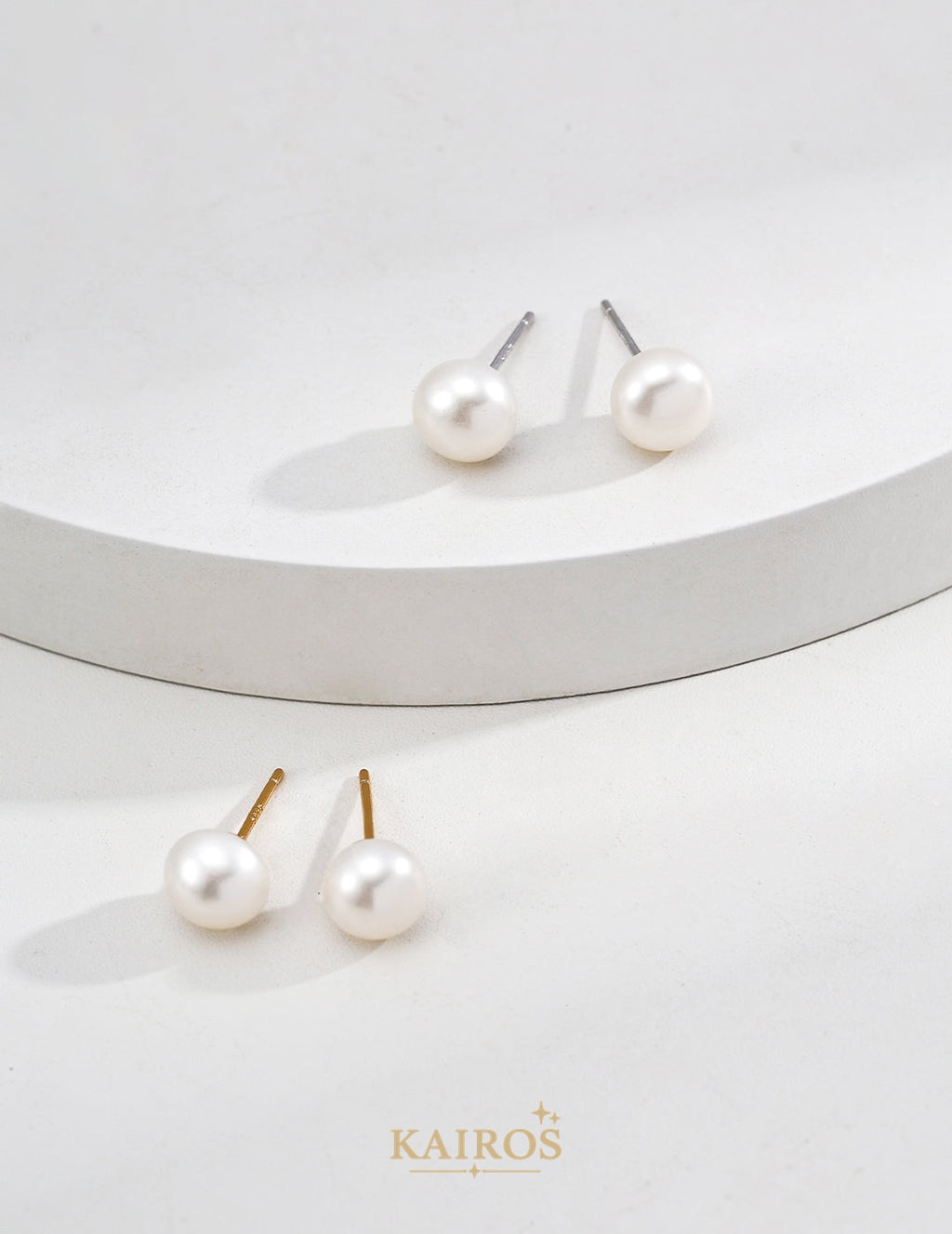 Kairos logo-only cover - Circle Glow Pearl Stud Earrings
