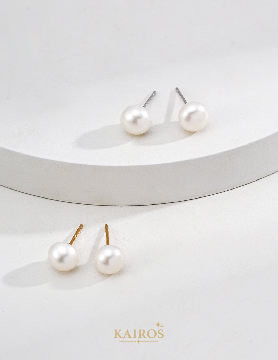 Kairos logo-only cover - Circle Glow Pearl Stud Earrings
