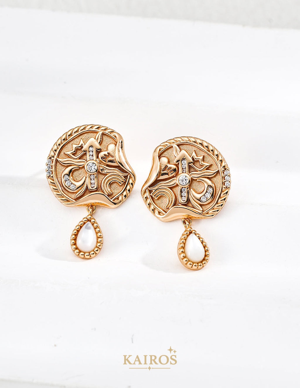 Kairos logo-only cover - Celestial Star Mother-of-Pearl Earrings