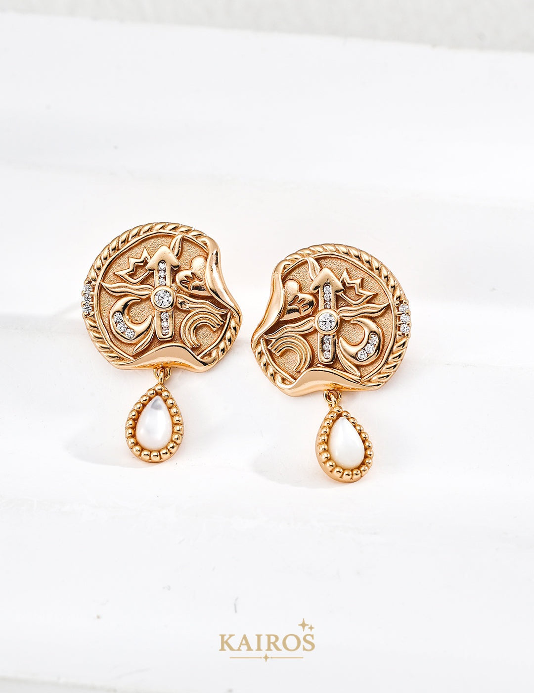 Kairos logo-only cover - Celestial Star Mother-of-Pearl Earrings