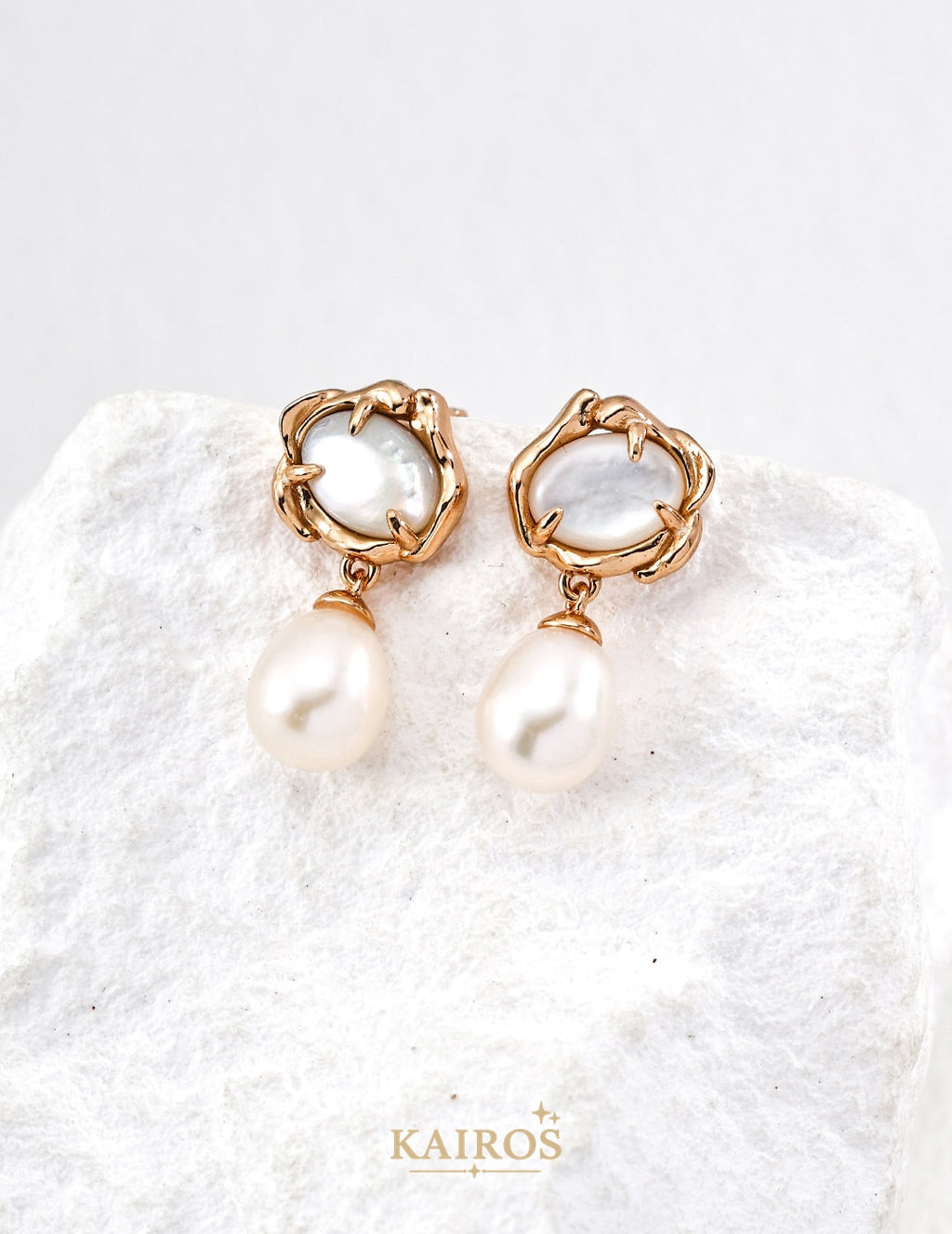 Kairos logo-only cover - Lava Bloom Pearl Serenity Earrings