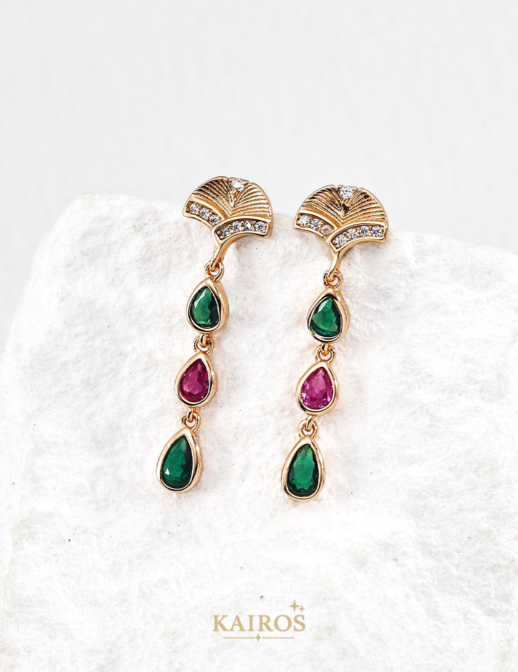 Kairos logo-only cover - Square Halo Radiance Bloom Earrings