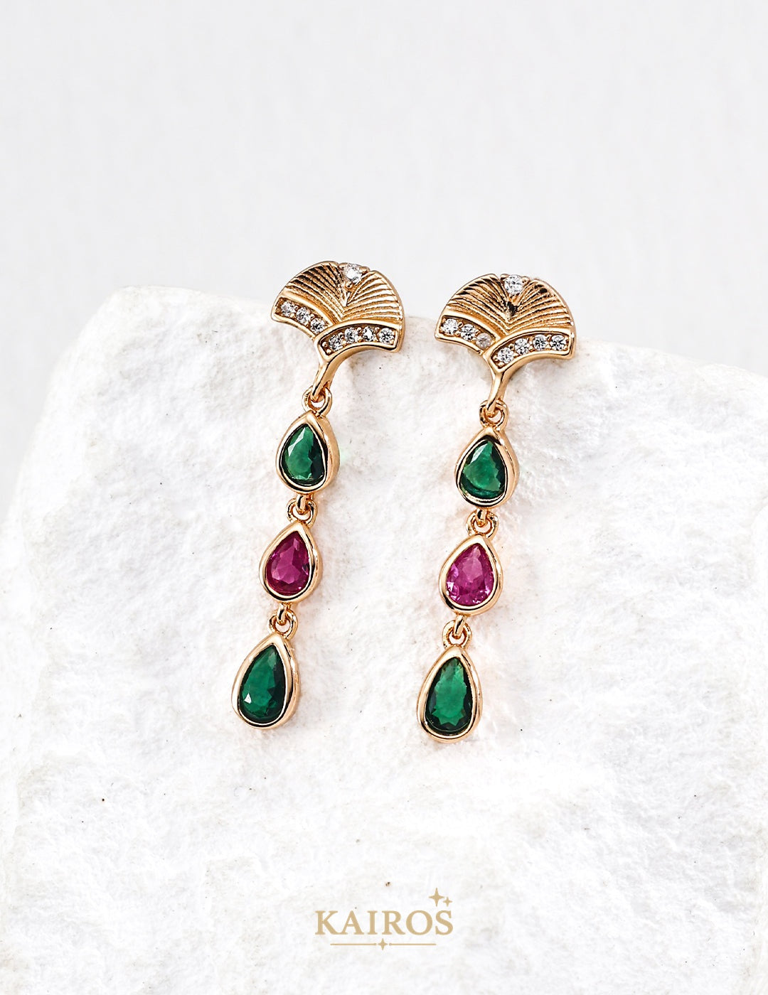 Kairos logo-only cover - Square Halo Radiance Bloom Earrings