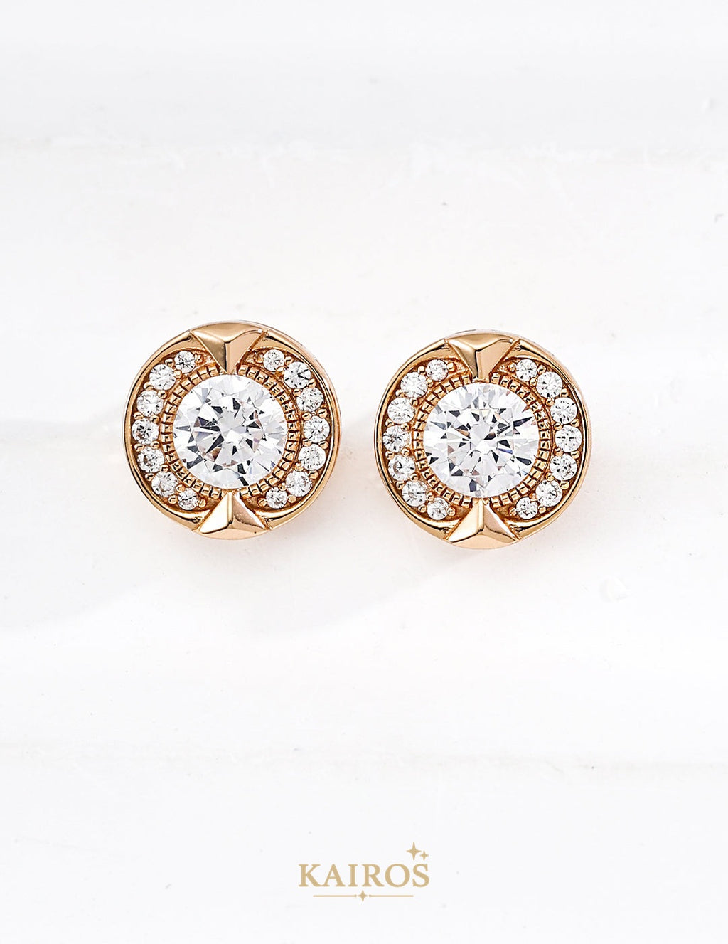 Kairos logo-only cover - Square Halo Radiance Lumiere Earrings