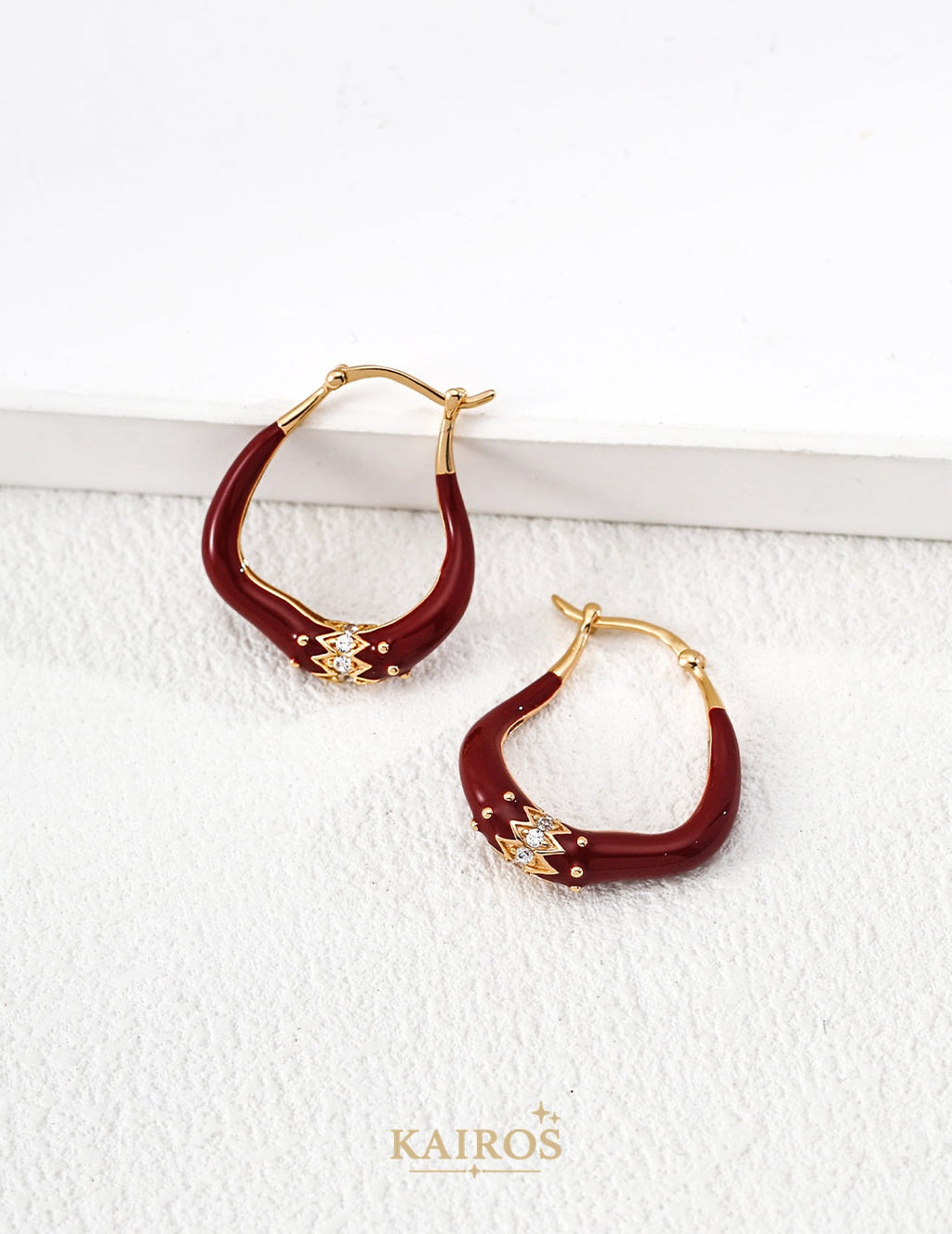 Kairos logo-only cover - Square Halo Enamel Light Earrings