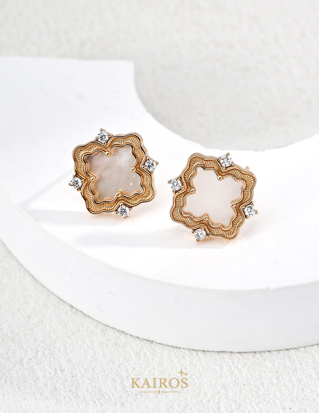 Kairos logo-only cover - Square Halo Mother-of-Pearl Earrings
