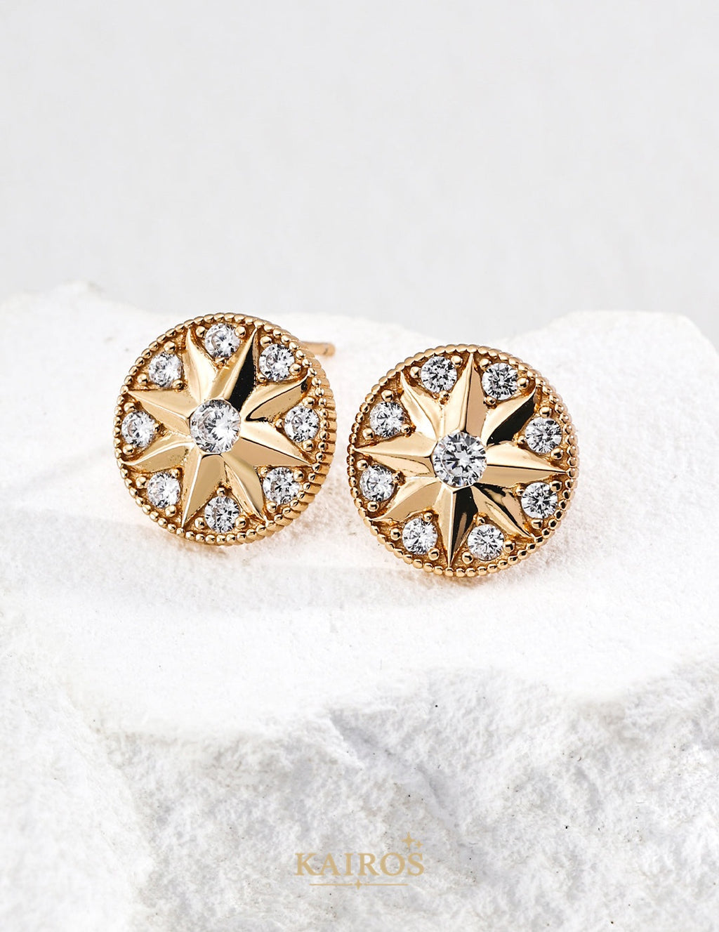 Kairos logo-only cover - Square Halo Light Sparkle Earrings