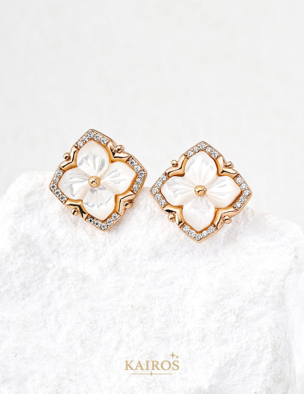 Kairos logo-only cover - Clover Fortune Mother-of-Pearl Earrings