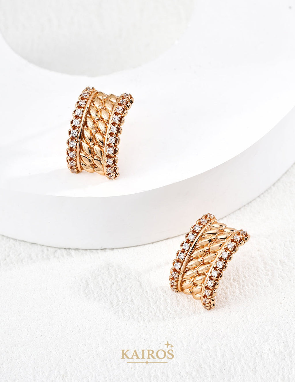 Kairos logo-only cover - Square Halo Light Stud Earrings