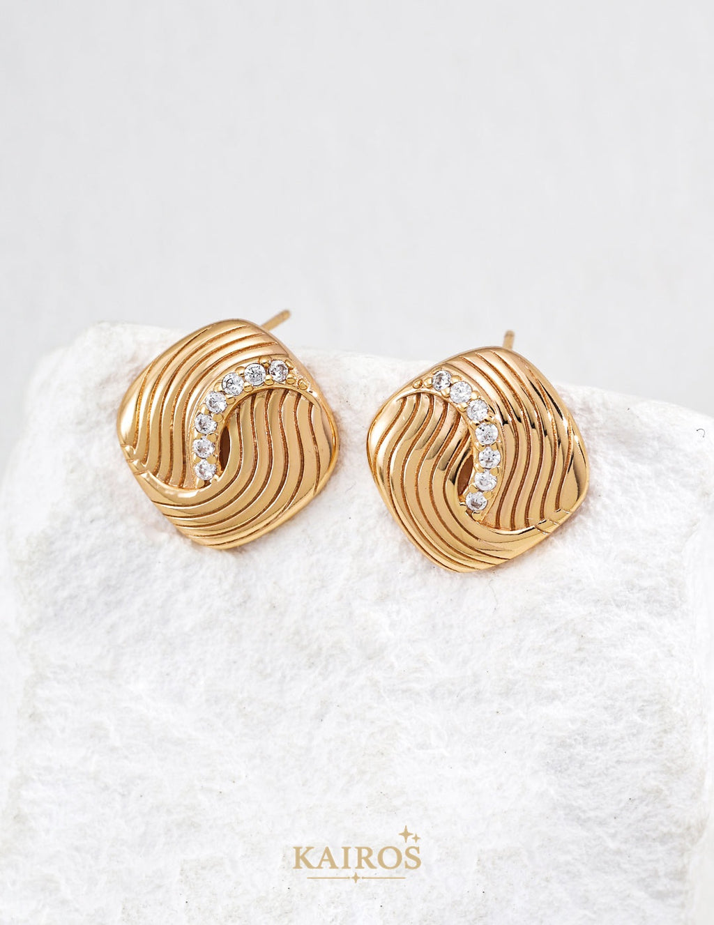 Kairos logo-only cover - Sculpted Flow Sparkle Earrings