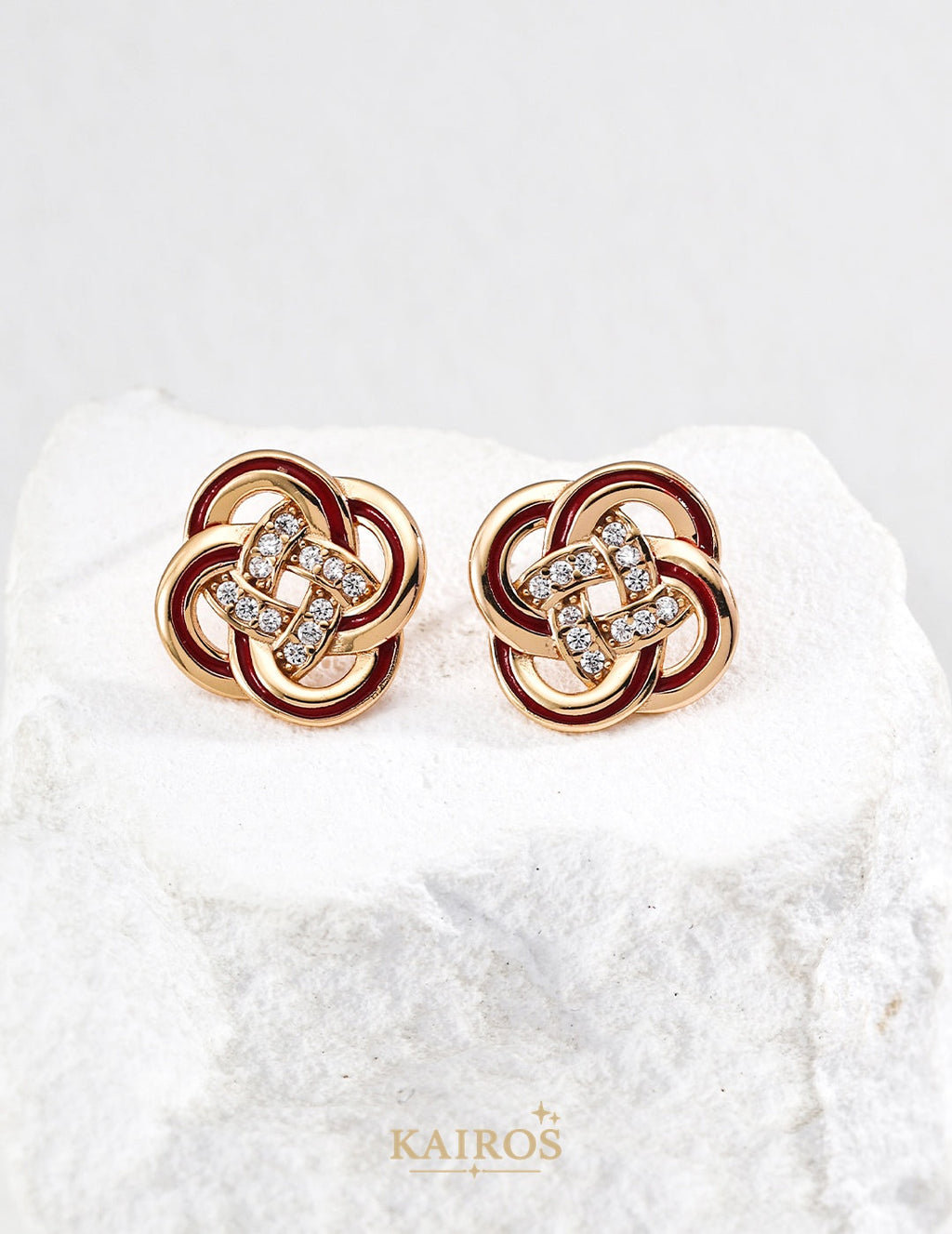 Kairos logo-only cover - Square Halo Enamel Earrings