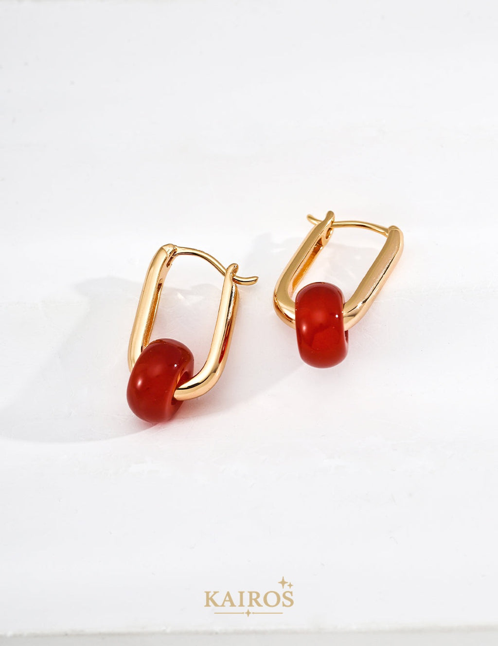Kairos logo-only cover - Sun Red Agate Earrings