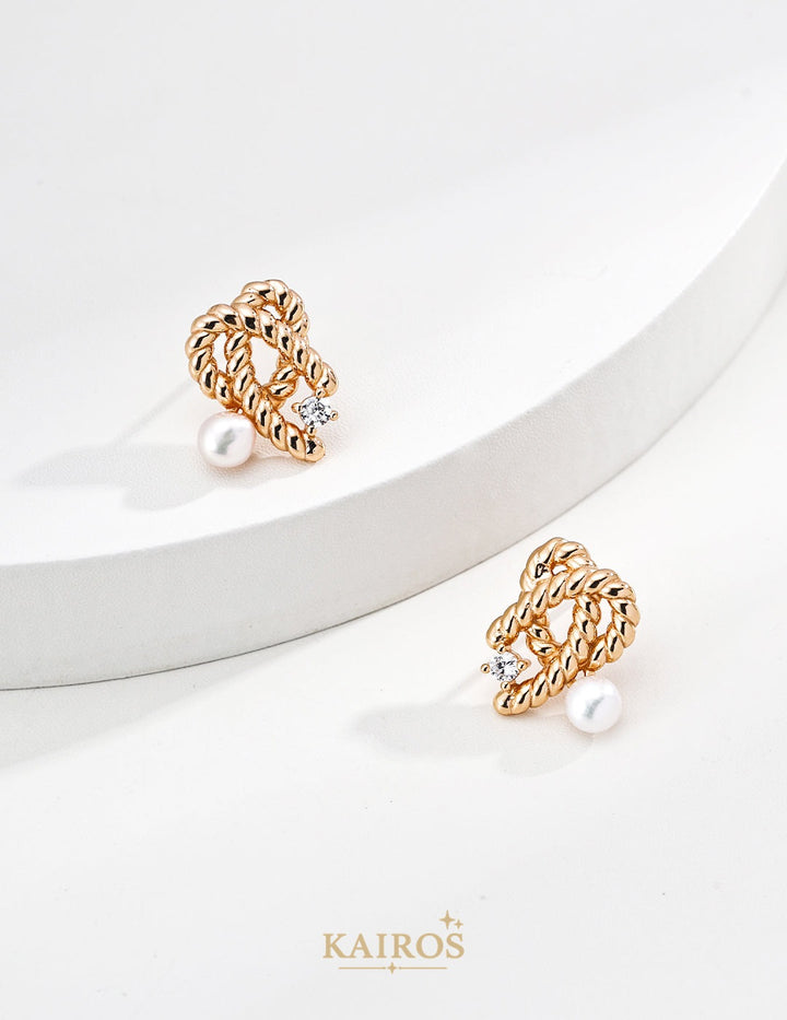 Square Halo Pearl Earrings