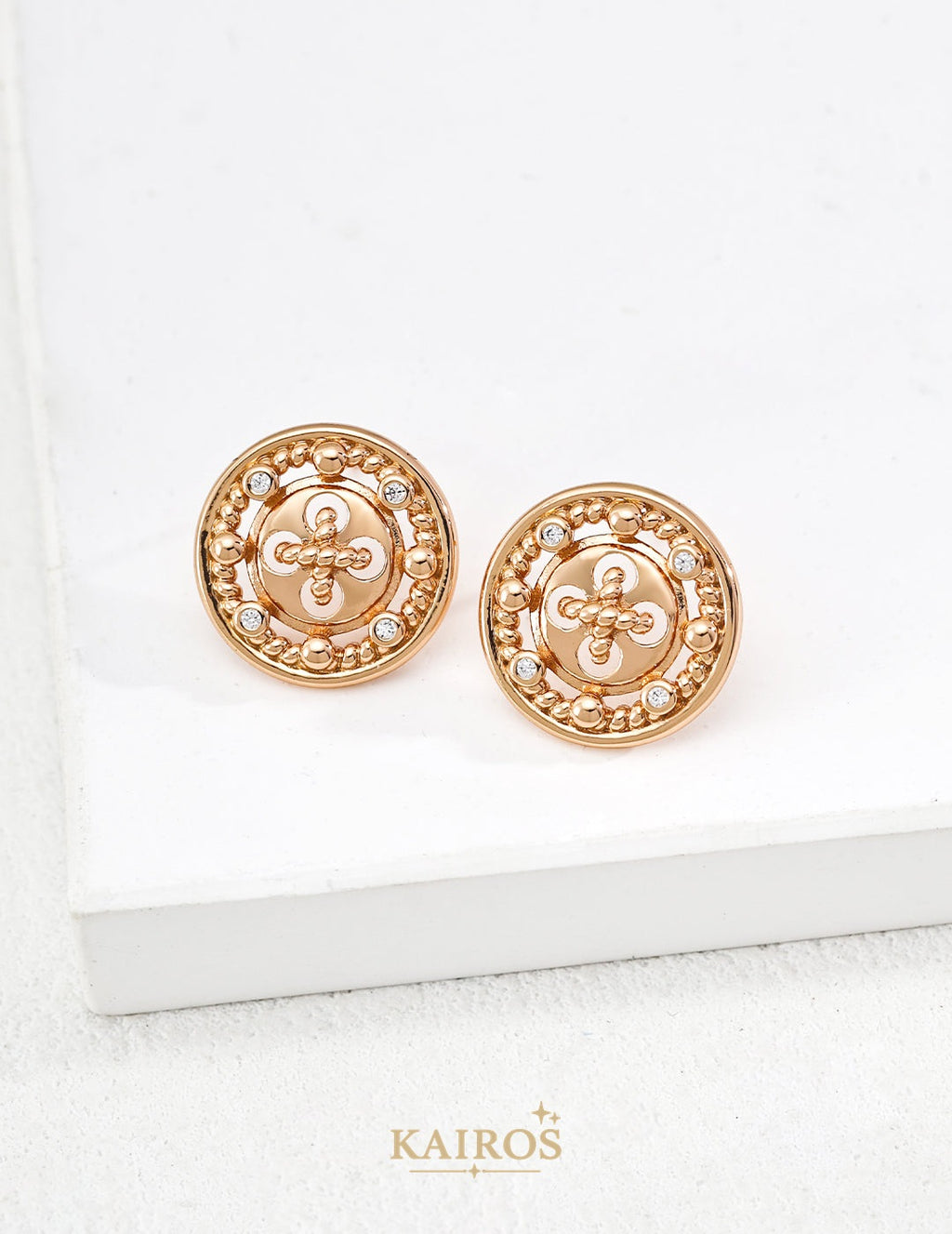 Kairos logo-only cover - Button Blessing Sparkle Earrings